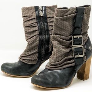 Wooden Heel Ankle Boots, Women's size 8